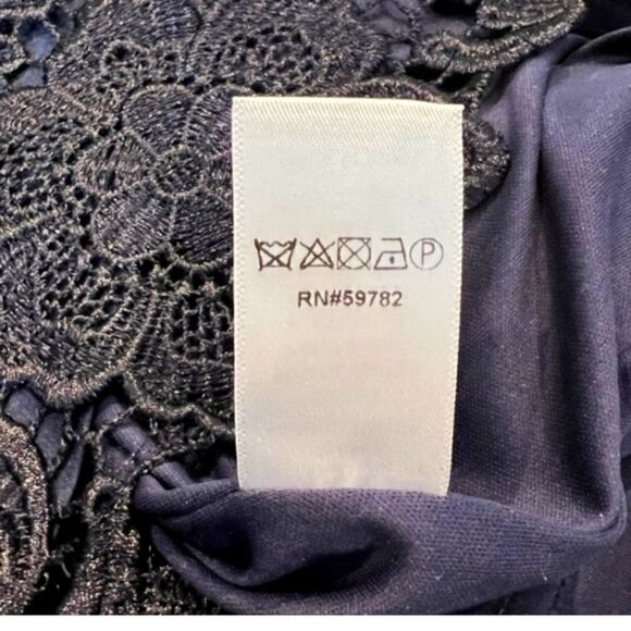 Adrianna Papell Illusion Neckline Navy Lace Sheath Dress - Picture 11 of 12